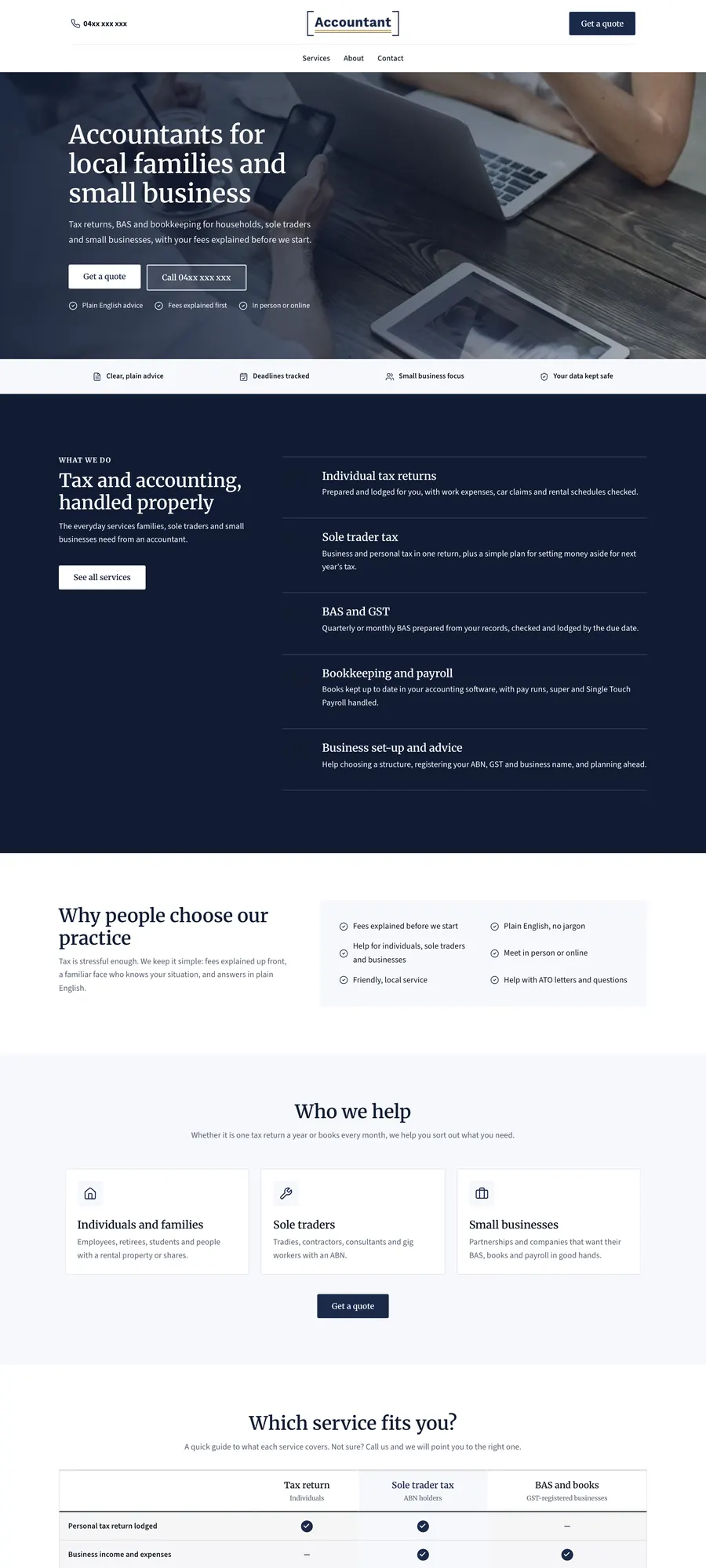 AI-built demo website for a accountant