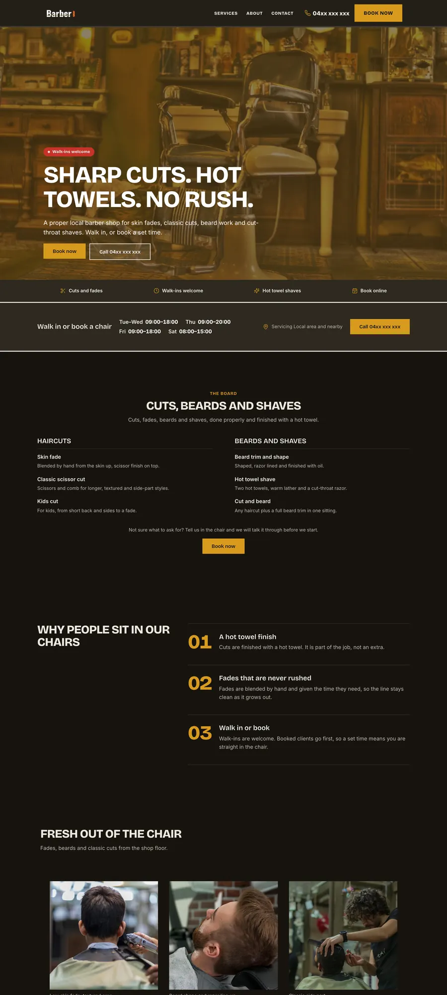 AI-built demo website for a barber
