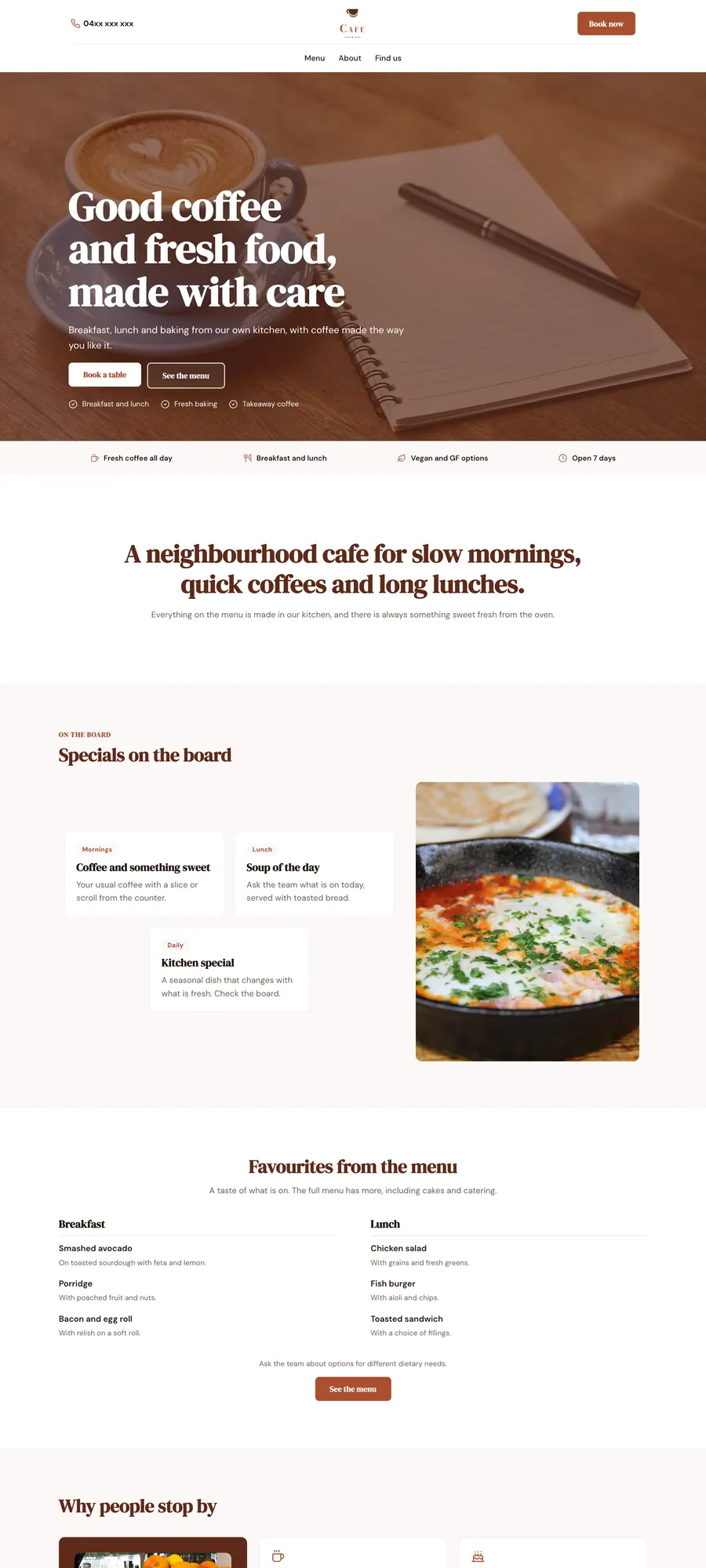 AI-built demo website for a cafe