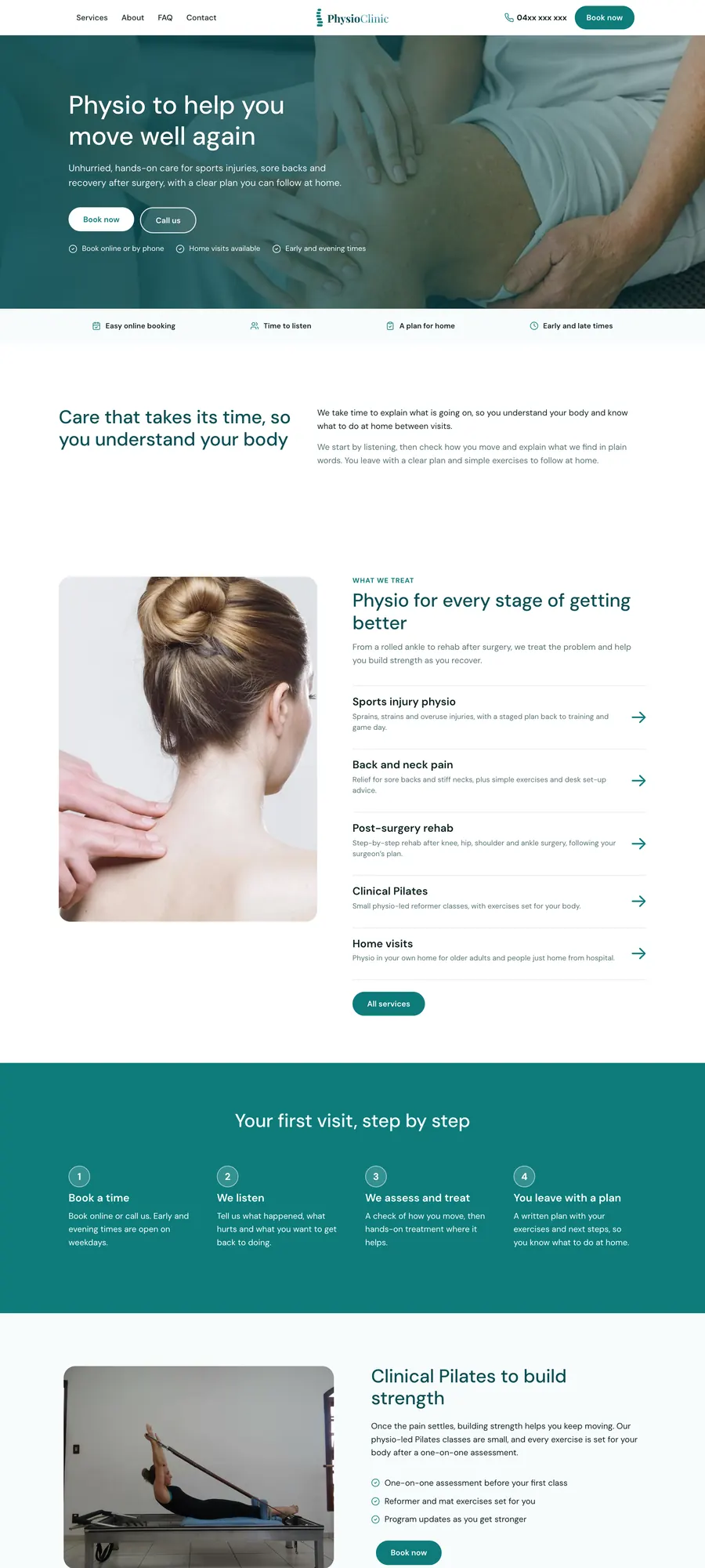 AI-built demo website for a physio clinic