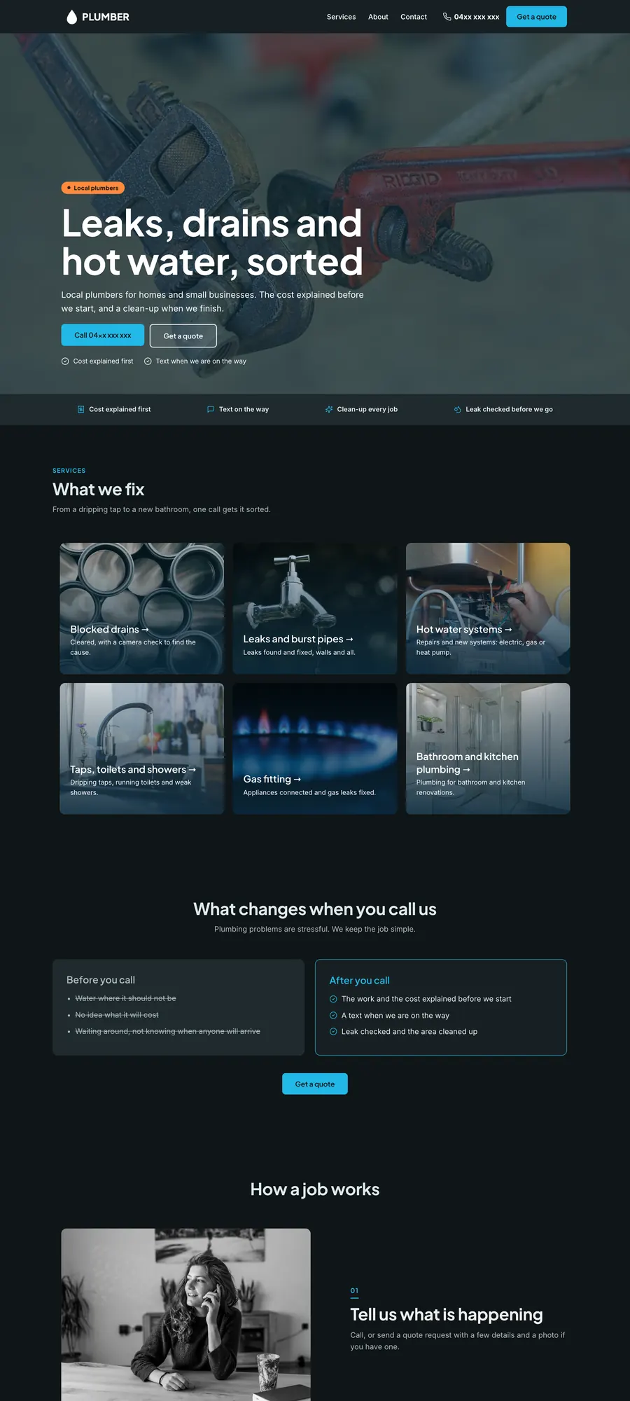 AI-built demo website for a plumber